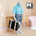 Miniature Briefcase 1:12 Scale Dollhouse Decor Suitcase Wrapped in Faux Leather 1-7/8 inch wide (black/gray) (non opening) - C043
