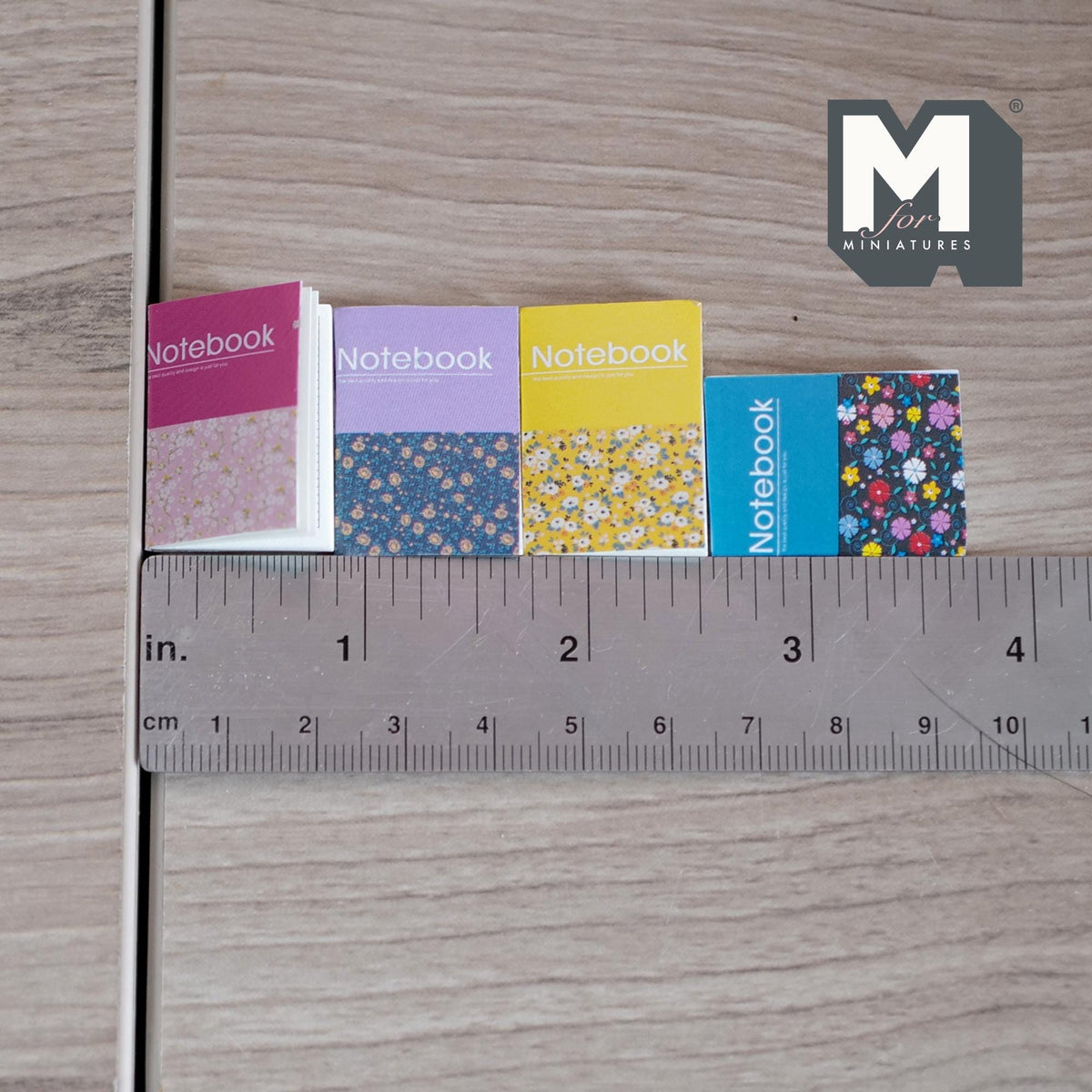 Miniature Notebooks Set of 4 , 1:12 Scale Dollhouse Supplies Sketchbooks Notepad 1-1/8 inch tall - C035