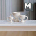 Miniature Pedestal Mug Set 1:12 Scale Dollhouse Footed Mugs Set of 3 (white) (metal)  - A057