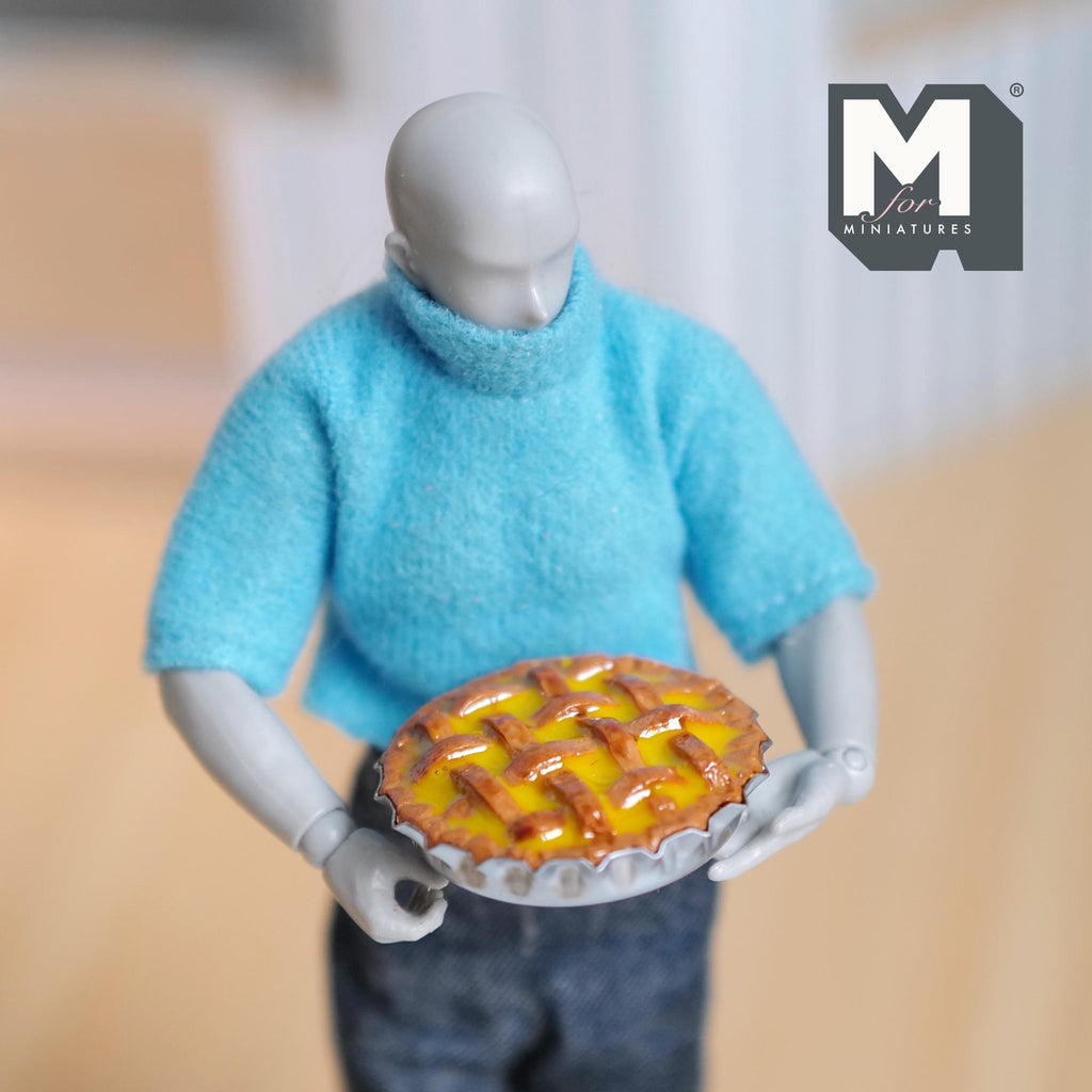 Miniature Peach Fruit Lattice Pie in Fluted Metal Tart Pan Large Size 1-1/4 inch dia. - E029