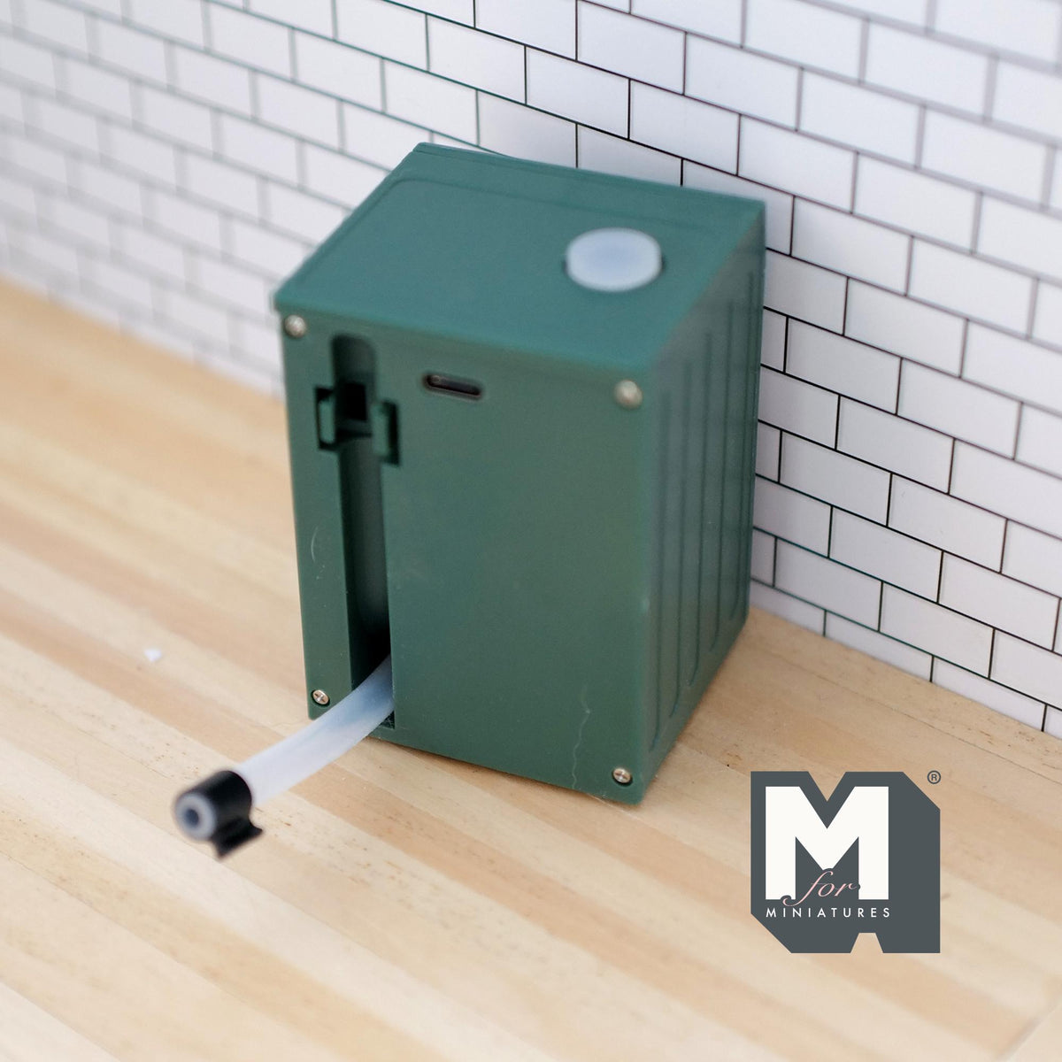 Miniature Washing Machine with Powered Turning Drum 1:12 Scale Dollhouse Appliance (non functional) (dark green) - K045