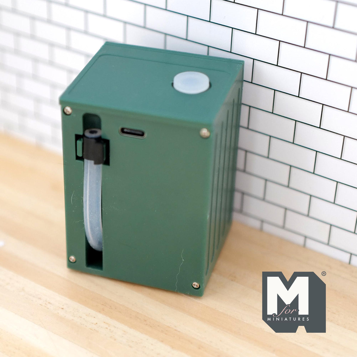 Miniature Washing Machine with Powered Turning Drum 1:12 Scale Dollhouse Appliance (non functional) (dark green) - K045