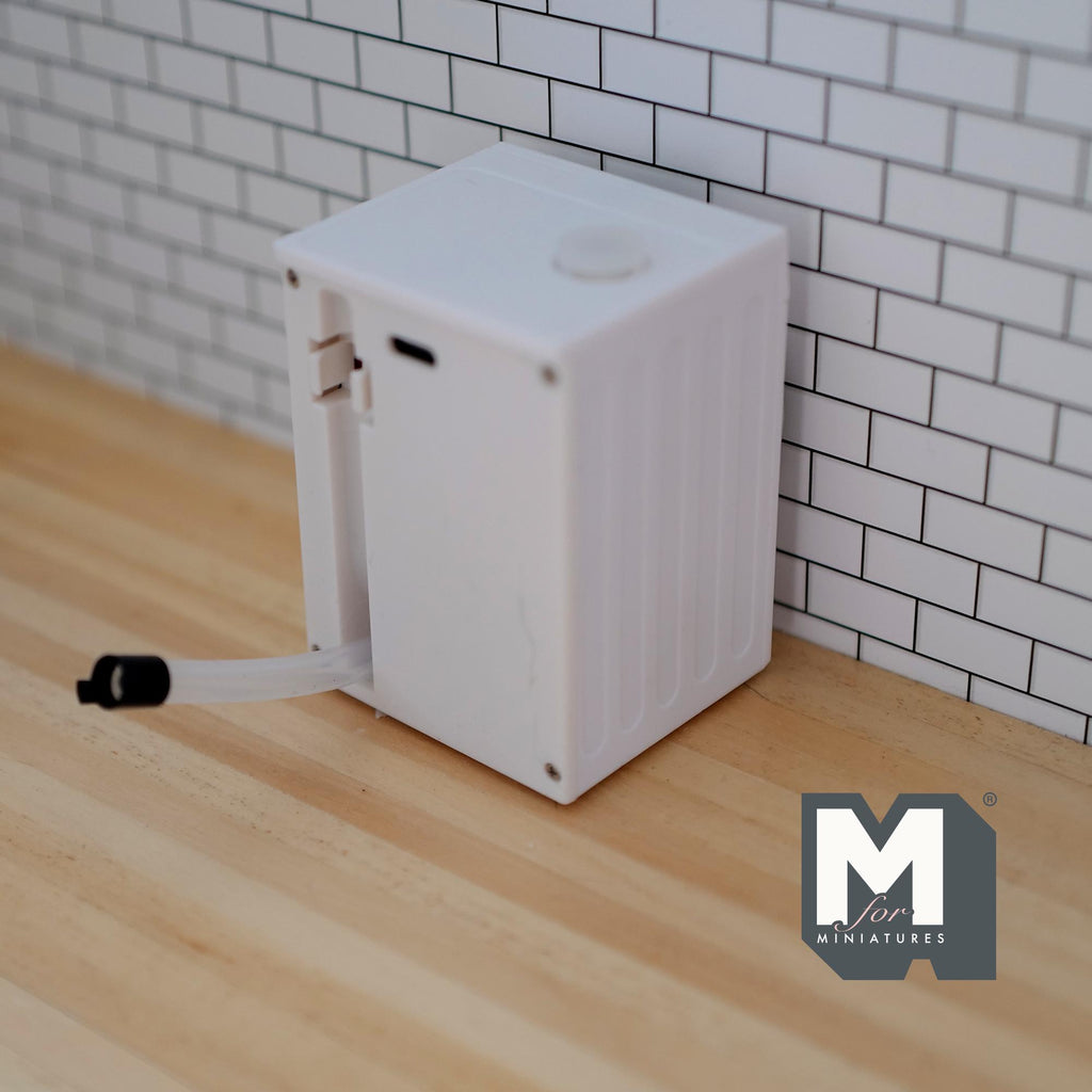 Miniature Washing Machine with Powered Rotating Drum 1:12 Scale Dollhouse Appliance (non functional) (white) - K045