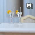 Miniature Cocktail with Straw and Lemon Garnish Set of 2, 1:12 Scale Dollhouse Beverage 3/4 inch tall (resin) - E094