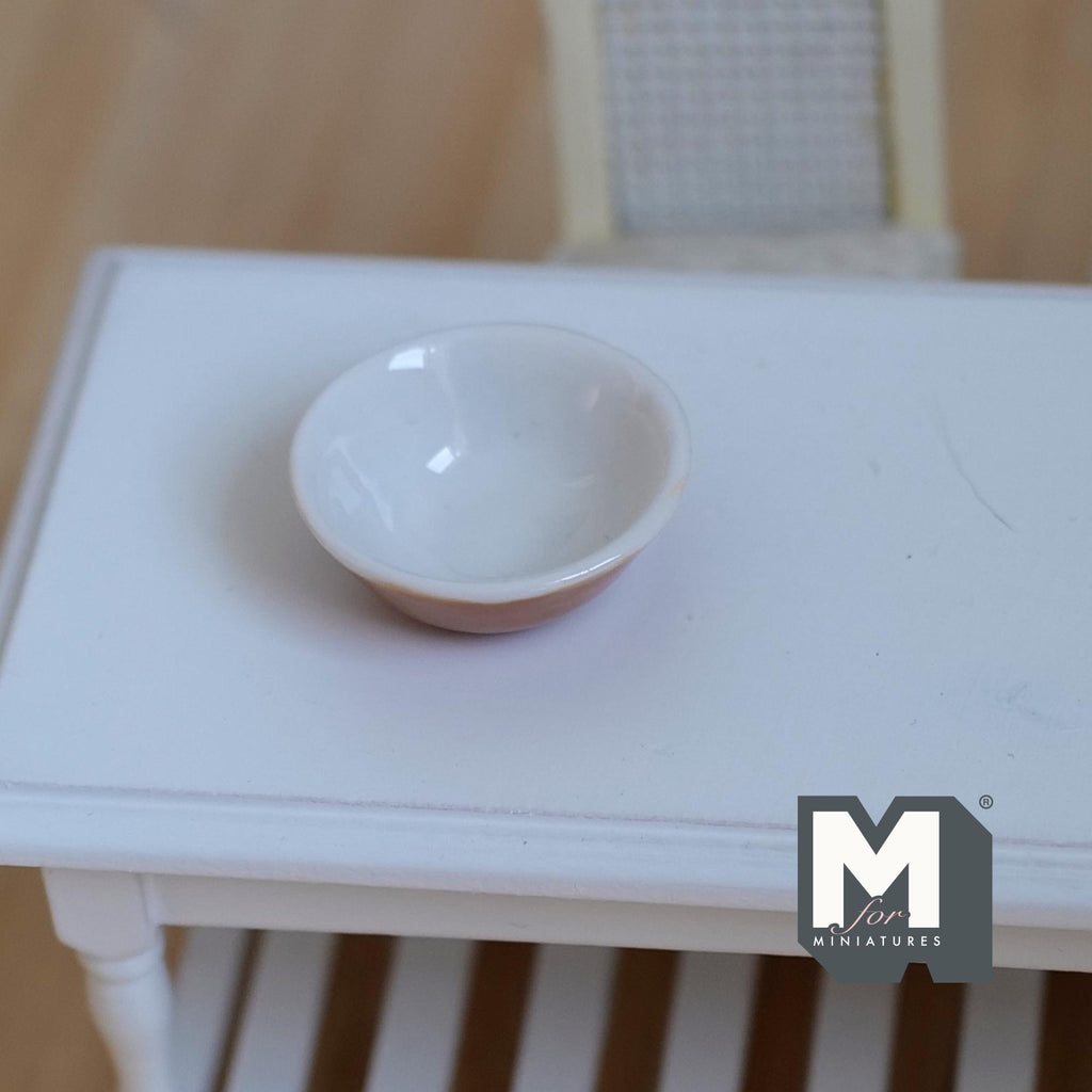 Miniature Ceramic Bowl 1:12 Scale Dollhouse Salad Bowl 1"(Dia.) (brown) - A032