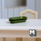 Miniature Oval Plates 1:12 Scale Dollhouse Tableware Oblong Plates Set of 2 , 1-1/4 inch long (green) (metal) - A043