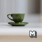 Miniature Coffee Cup and Saucer Set 1:12 Scale Dollhouse Tea Cup Drinkware Set of 2 (green)  - F071