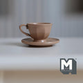 Miniature Coffee Cup and Saucer Set 1:12 Scale Dollhouse Tea Cup Drinkware Set of 2 (light brown)  - F071