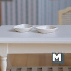 Miniature Irregular Shaped Food Bowls Set of 2, 1:12 Scale Dollhouse Kitchen Decor Tableware 7/8 inch long (white) (metal) (style e) - A043