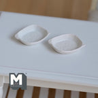 Miniature Irregular Shaped Food Bowls Set of 2, 1:12 Scale Dollhouse Kitchen Decor Tableware 7/8 inch long (white) (metal) (style e) - A043