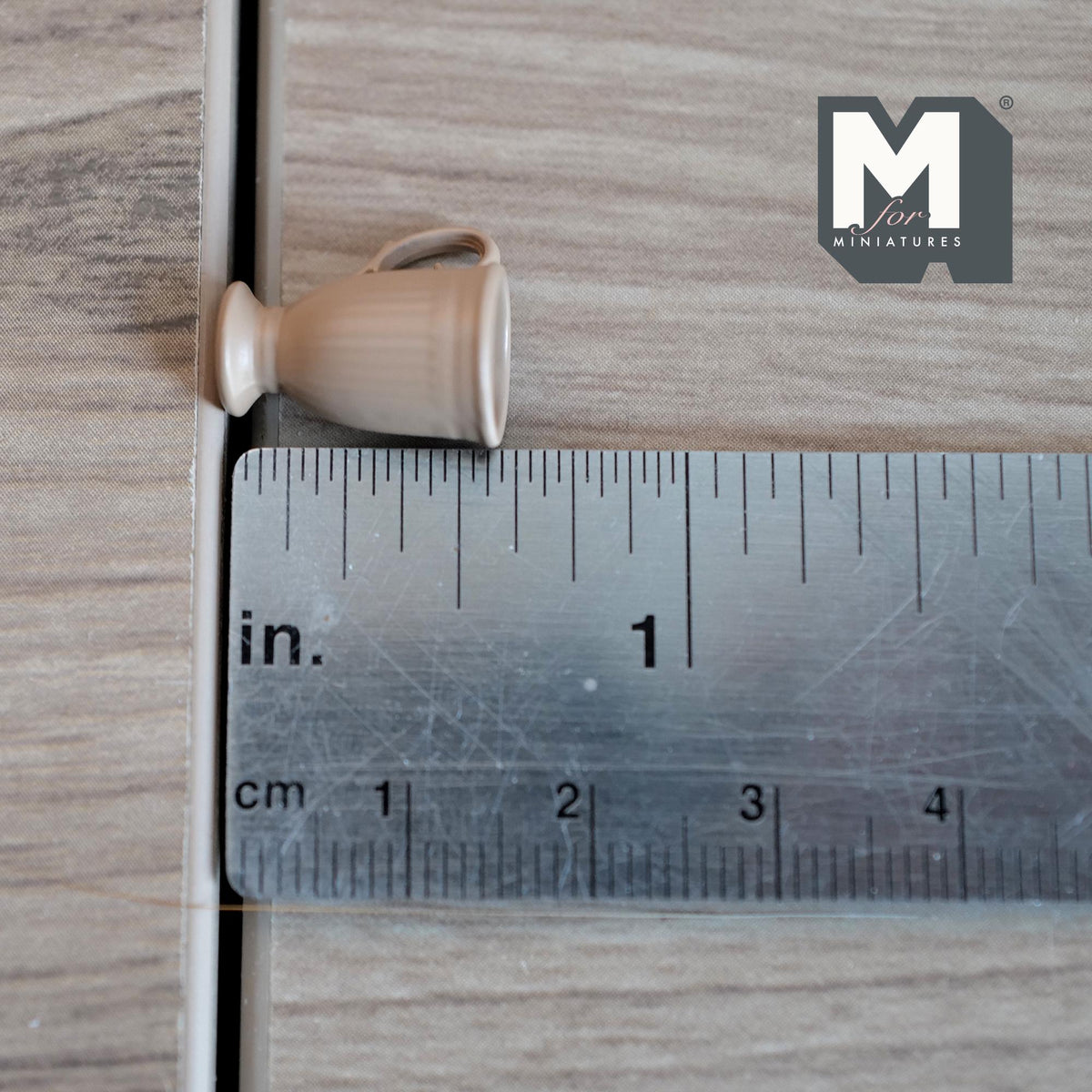 Miniature Fluted Pedestal Mug 1:12 Scale Dollhouse Metal Drinkware 5/8 inch tall (light brown) - F066
