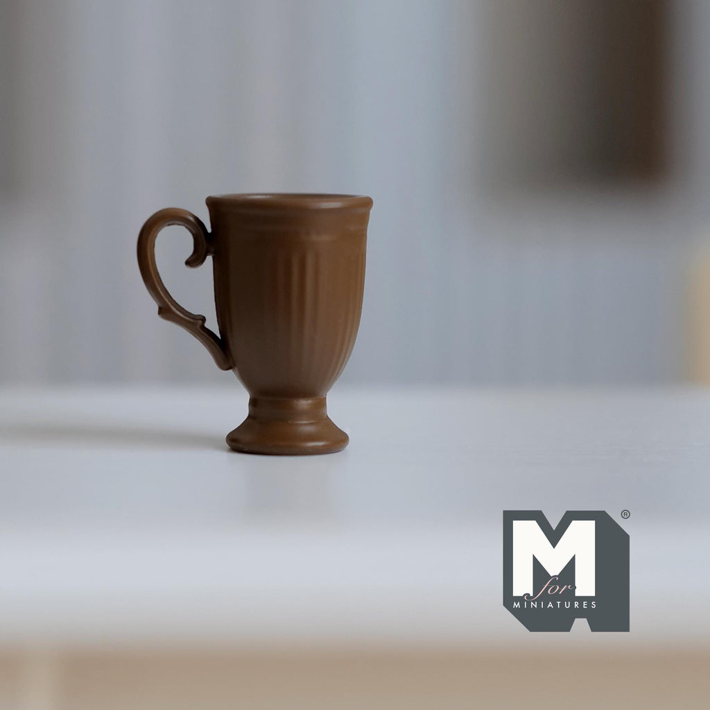 Miniature Fluted Pedestal Mug 1:12 Scale Dollhouse Metal Drinkware 5/8 inch tall (dark brown) - F066