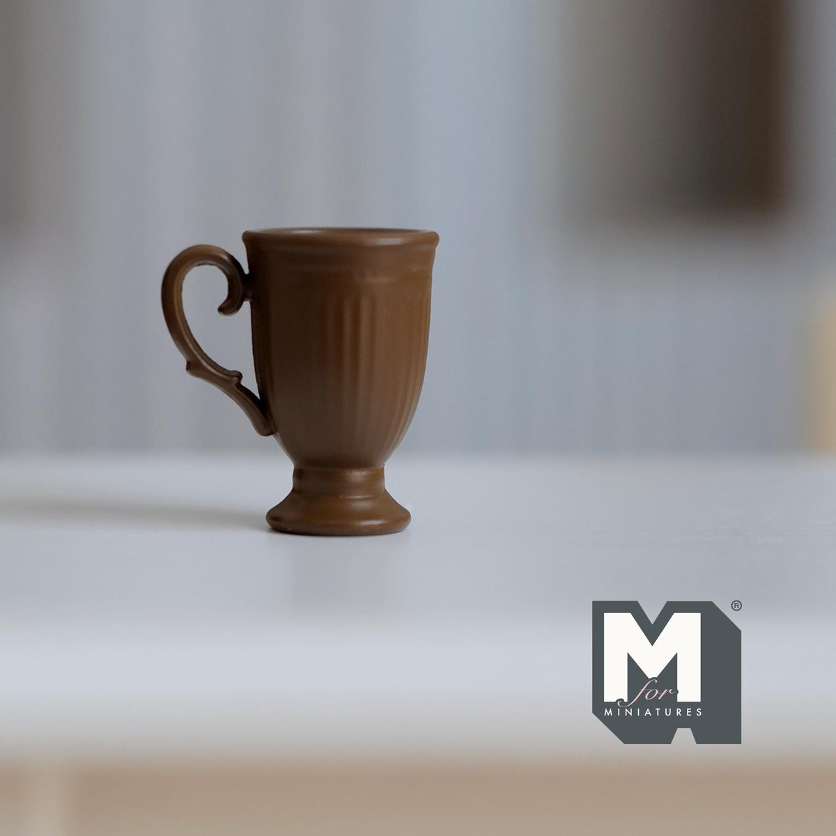 Miniature Fluted Pedestal Mug 1:12 Scale Dollhouse Metal Drinkware 5/8 inch tall (dark brown) - F066