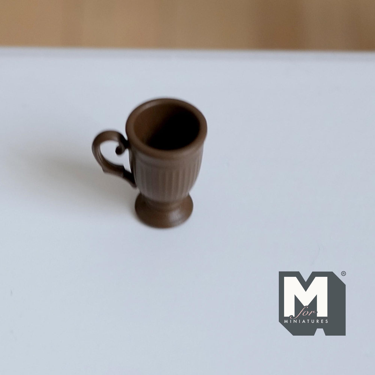 Miniature Fluted Pedestal Mug 1:12 Scale Dollhouse Metal Drinkware 5/8 inch tall (dark brown) - F066