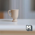 Miniature Fluted Pedestal Mug 1:12 Scale Dollhouse Metal Drinkware 5/8 inch tall (beige) - F066