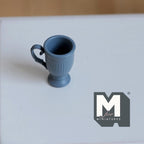 Miniature Fluted Pedestal Mug 1:12 Scale Dollhouse Metal Drinkware 5/8 inch tall (blue) - F066