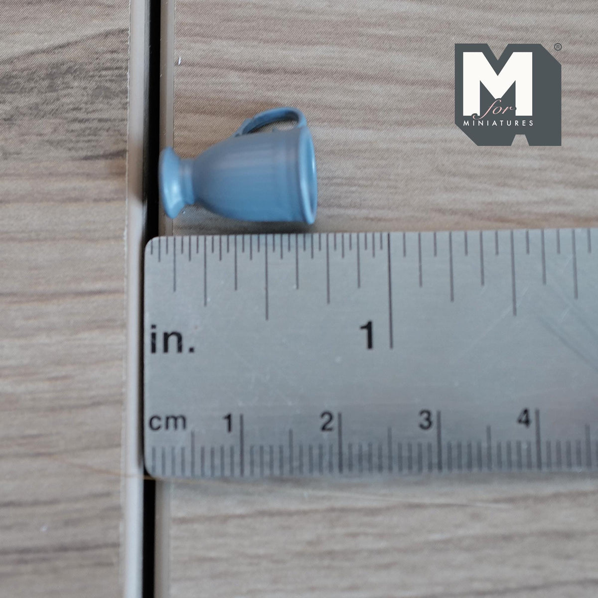 Miniature Fluted Pedestal Mug 1:12 Scale Dollhouse Metal Drinkware 5/8 inch tall (blue) - F066