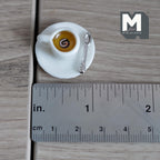 Miniature Cup of Espresso with Saucer and Spoon 1:12 Scale Diorama Beverage Coffee 1/2 inch tall (fixed set) - E079
