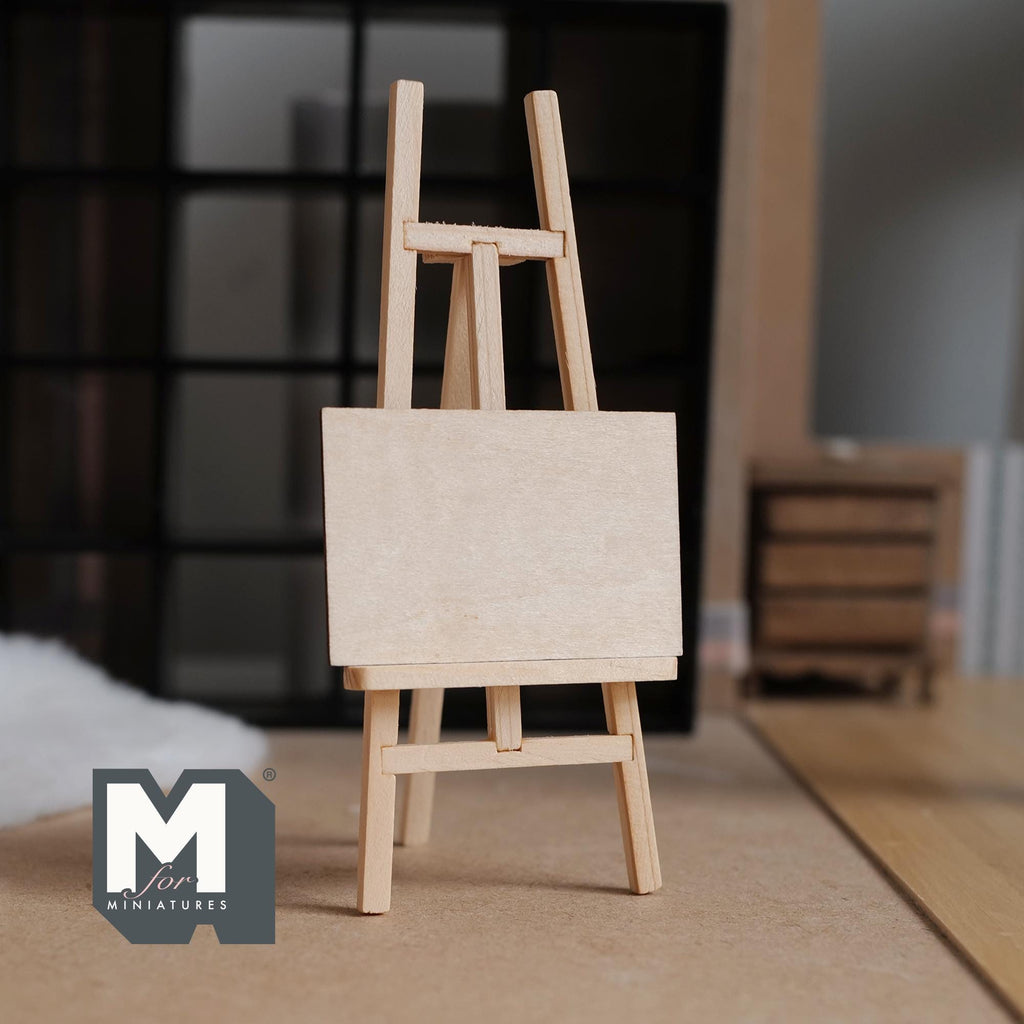 Miniature Canvas Easel Stand and Painting Board 1:12 Scale Unfinished Painting Easel Tripod Easel Drawing Stand - H015