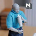 Miniature Tumbler with Straw 1:12 Scale Travel Mug with Handle Dollhouse Decor 7/8 inch tall (light gray) - E089
