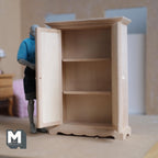 Dollhouse Closet Unpainted 1:12 Scale Miniature Wardrobe Armoire 5-11/16 inch tall (style b) - i014