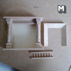1:12 Scale Miniature Dollhouse Unpainted Wood Fireplace with Turned Columns, 3-7/16 inch tall