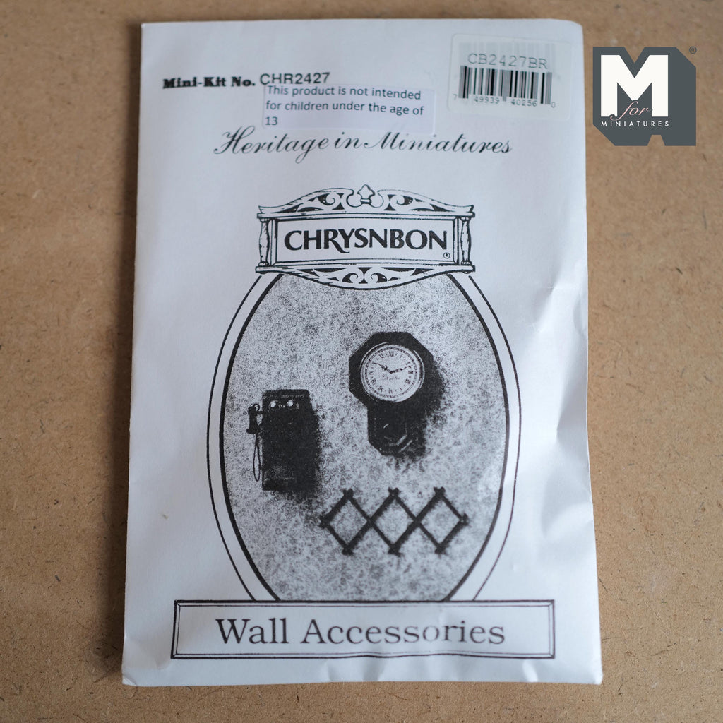 1:12 Scale Miniature Wall Clock, Telephone and Hat Rack Kit, 3 Pieces, DIY Dollhouse Supply
