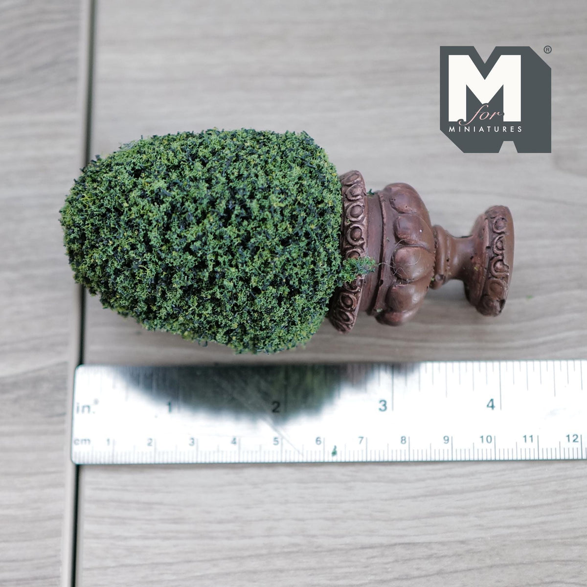 Miniature Oval Topiary with Round Base 1:12 Scale Fairy Garden 4 inch tall (resin) - I048