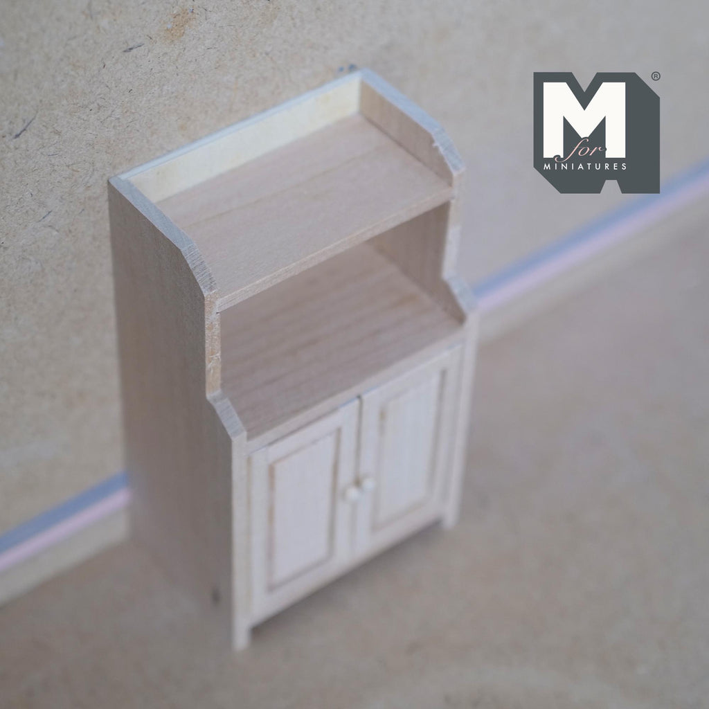 Dollhouse Kitchen Hutch 1:12 Scale Cupboard Cabinet Unpainted Pantry Cabinet Kitchen Cabinet 4-9/16 inch tall -I018
