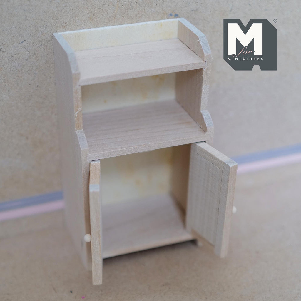 Dollhouse Kitchen Hutch 1:12 Scale Cupboard Cabinet Unpainted Pantry Cabinet Kitchen Cabinet 4-9/16 inch tall -I018
