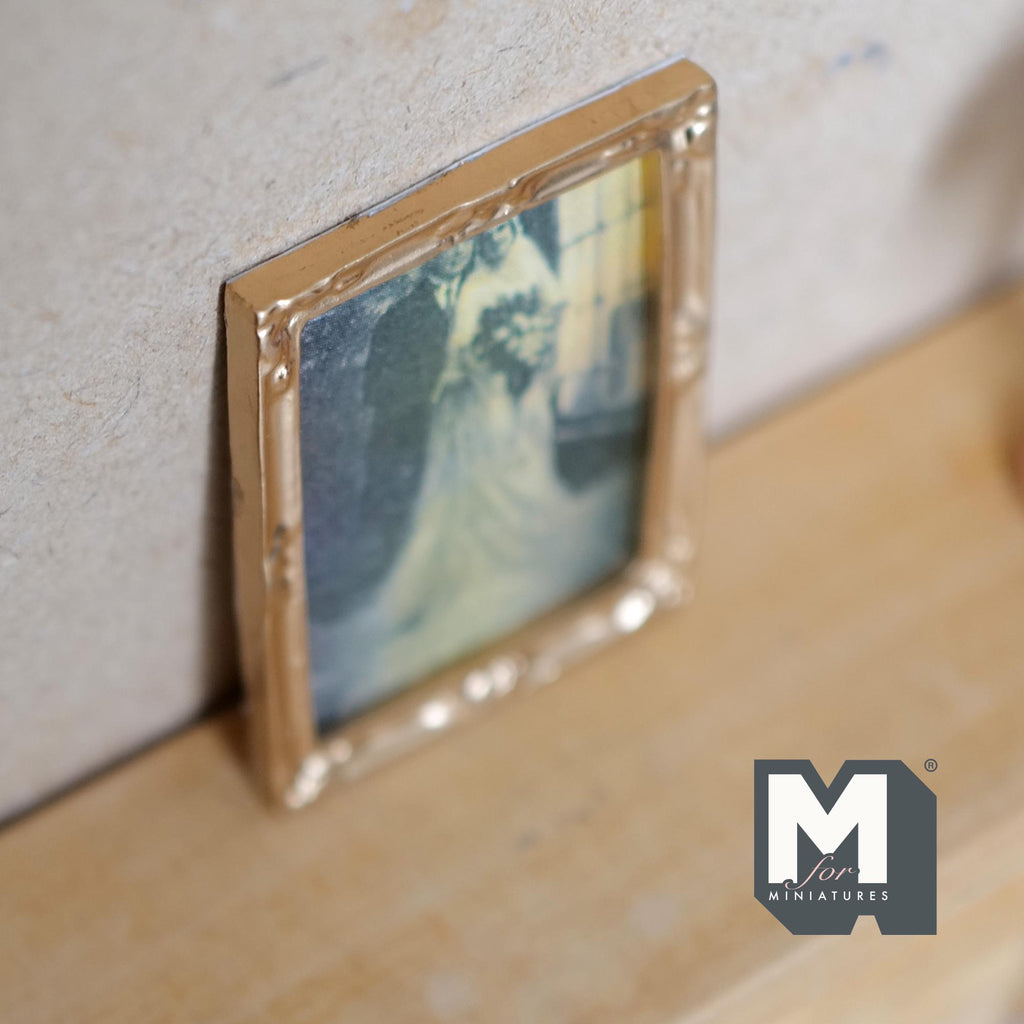 Miniature Bride and Groom Framed Picture 1:12 Scale Dollhouse Painting Decor 2-1/8 inch tall - F054