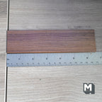 1:12 scale miniature stained wood strip for flooring and shelving in dark brown, shown with a ruler