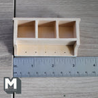 Dollhouse Entryway Wall Shelf with Cubbies and Hooks Unpainted 1:12 Scale Miniature Wood Shelf 3-1/8 inch wide - I033