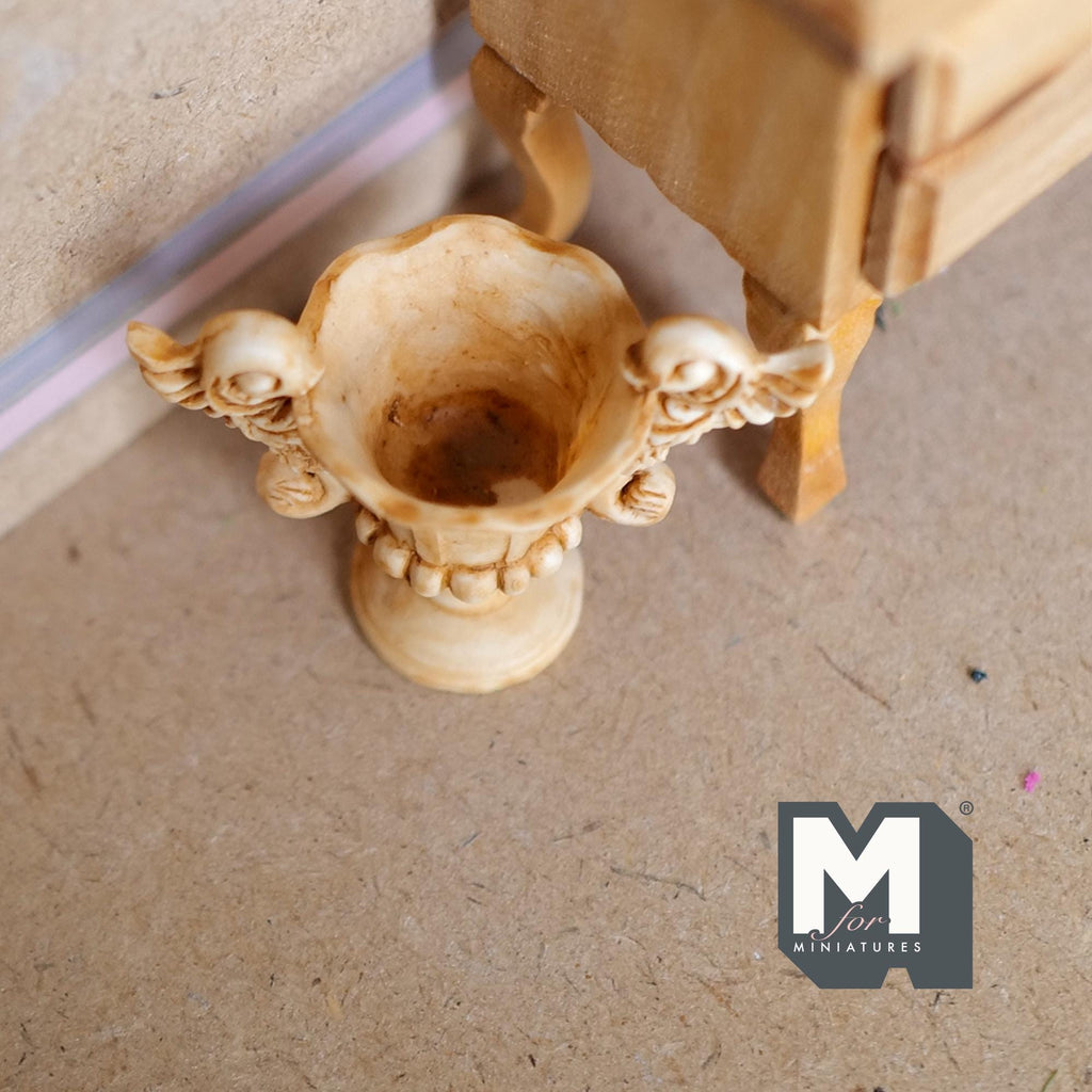 Miniature Winged Angel Urn 1:12 Scale Dollhouse Fairy Garden Planter 1-1/2 inch tall (beige) (resin) - B103