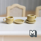 1:12 miniature ceramic coffee mug with handle tea cup 2 sets 4 pcs total (Yellow)- A076