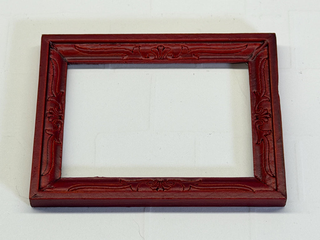 Miniature Picture Frame 1:12 Scale Dollhouse Decor Wood Frame 3-1/4 inch wide (red) - F053