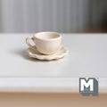 Miniature Coffee Cup and Saucer Set 1:12 Scale Dollhouse Tea Cup Drinkware Set of 2 (white)(metal)   - F074