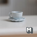 Miniature Coffee Cup and Saucer Set 1:12 Scale Dollhouse Tea Cup Drinkware Set of 2 (light blue)  - F074
