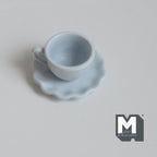 Miniature Coffee Cup and Saucer Set 1:12 Scale Dollhouse Tea Cup Drinkware Set of 2 (light blue)  - F074