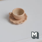 Miniature Coffee Cup and Saucer Set 1:12 Scale Dollhouse Tea Cup Drinkware Set of 2 (light orange) (metal)  - F074