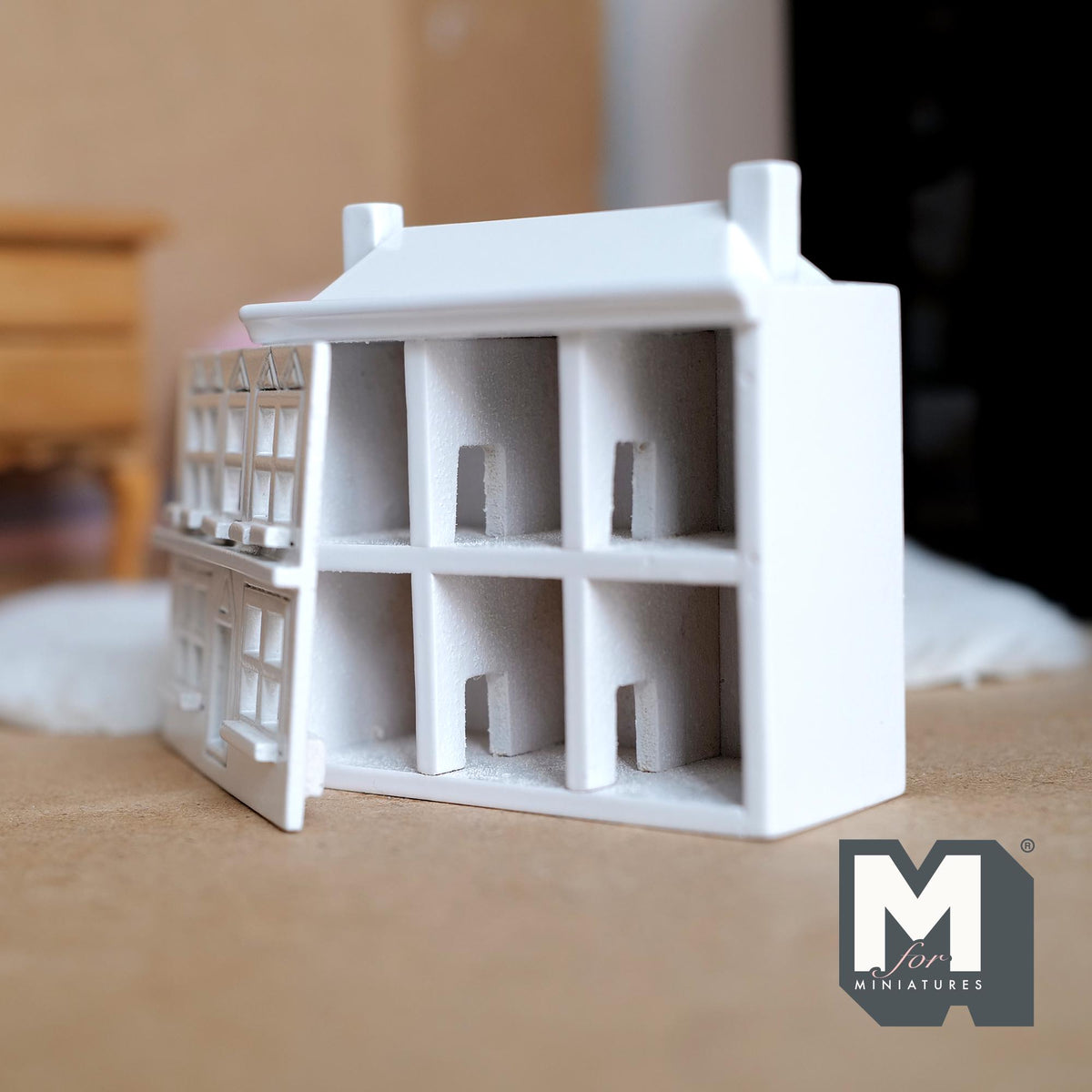 Dollhouse Miniature 1:144 Scale White House in a House Georgian Hobby House 2-5/8 inch tall (wood) - C023