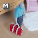Miniature Briefcase 1:12 Scale Dollhouse Decor Suitcase Wrapped in Faux Leather 1-7/8 inch wide (red/gray) (non opening) - C043
