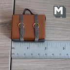 Miniature Briefcase 1:12 Scale Dollhouse Decor Suitcase Wrapped in Faux Leather 1-7/8 inch wide (light brown) (non opening) - C043