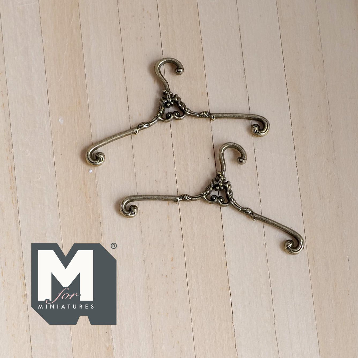 Miniature Hangers Set 1:12 Scale Dollhouse Supplies Clothes Hanger 1-9/16 inch wide  (bronze) - G059