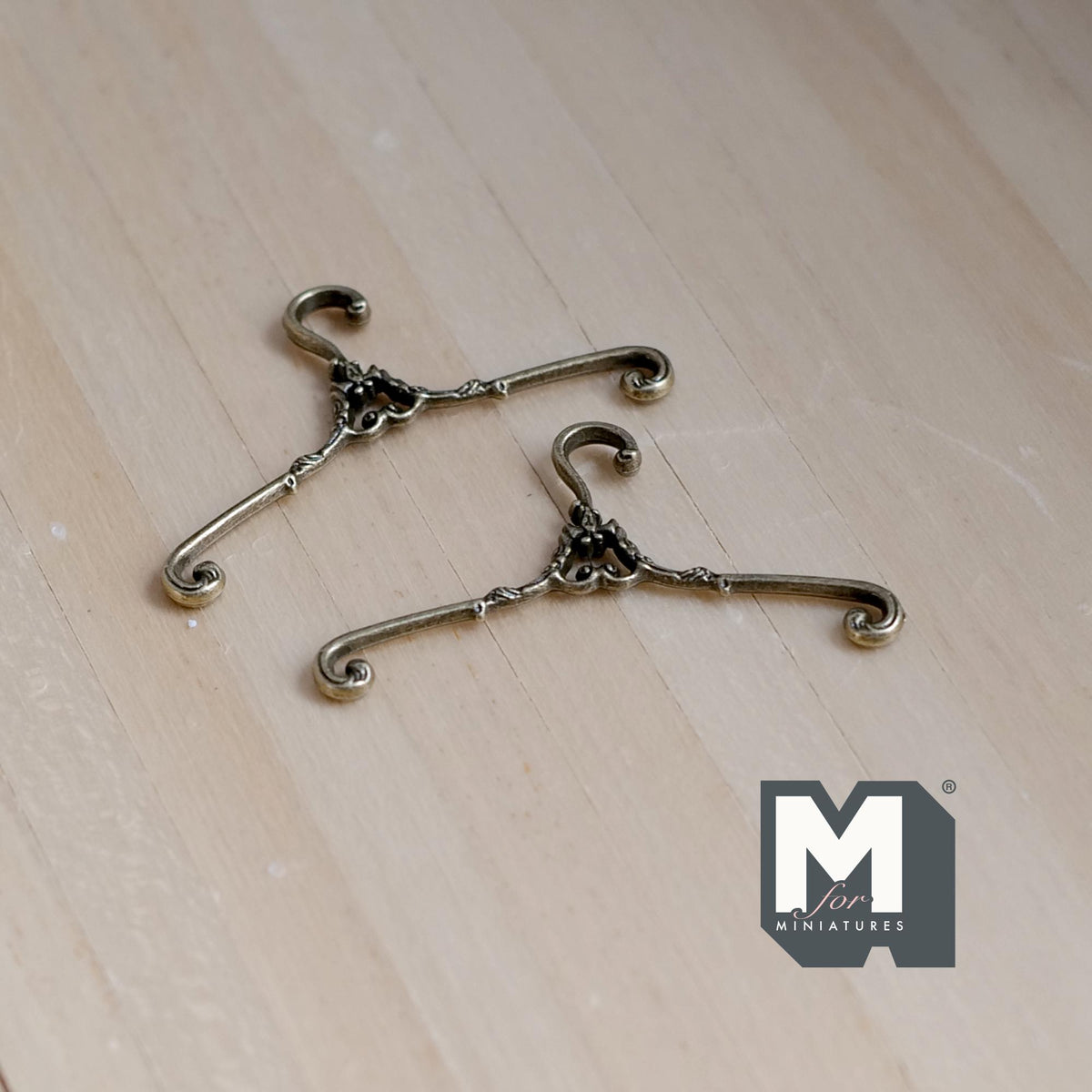 Miniature Hangers Set 1:12 Scale Dollhouse Supplies Clothes Hanger 1-9/16 inch wide  (bronze) - G059