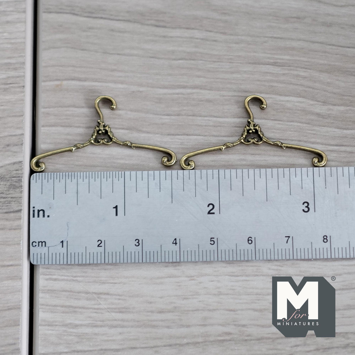 Miniature Hangers Set 1:12 Scale Dollhouse Supplies Clothes Hanger 1-9/16 inch wide  (bronze) - G059