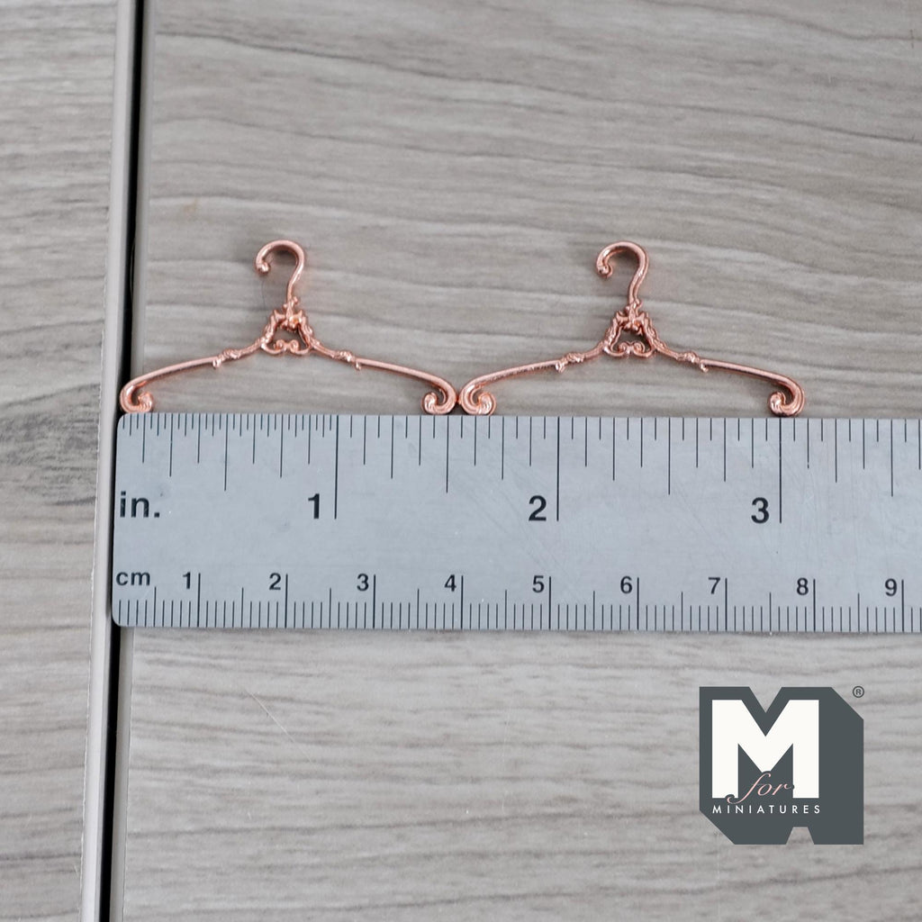 Miniature Hangers Set 1:12 Scale Dollhouse Supplies Clothes Hanger 1-9/16 inch wide  (rose gold) - G059
