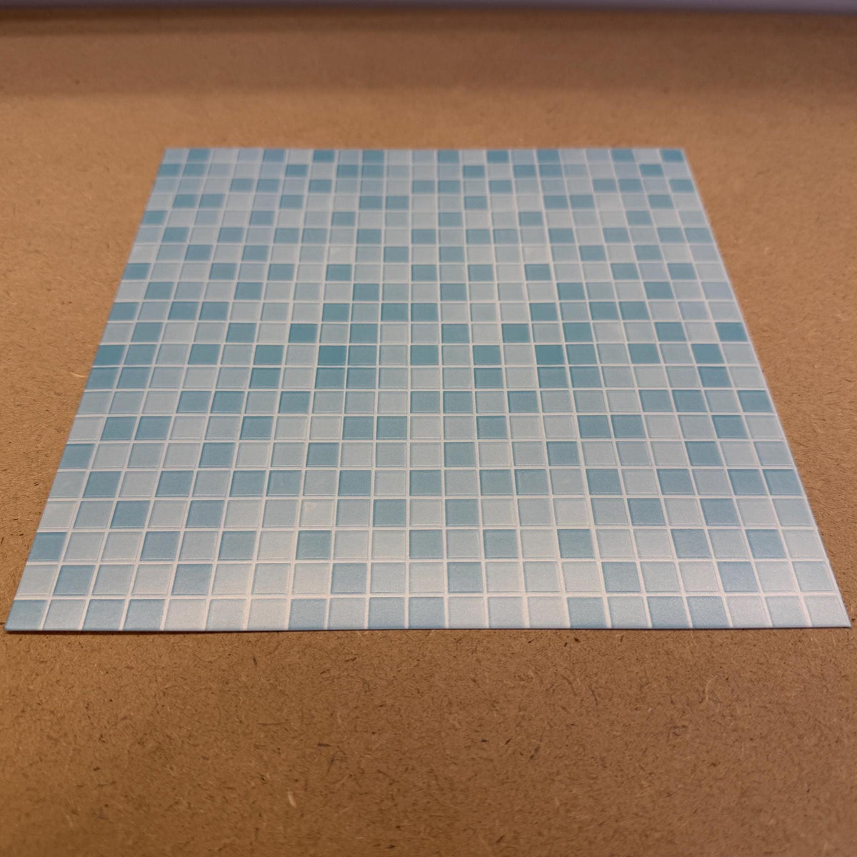 1:12 Scale Embossed Square Mosaic Tile Sheet, 8-1/4 inch square, DIY Dollhouse Supply (not self-adhesive) (blue)