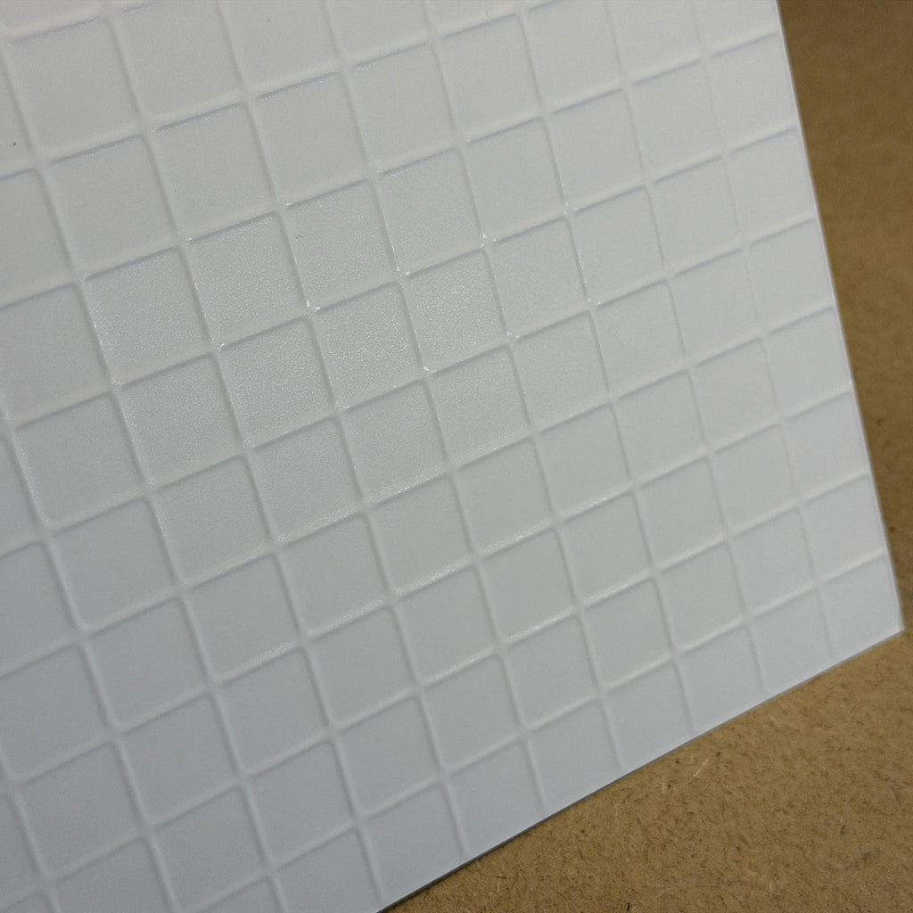 1:12 Scale Embossed Square Mosaic Tile Sheet, 8-1/4 inch square, DIY Dollhouse Supply (not self-adhesive) (gray)