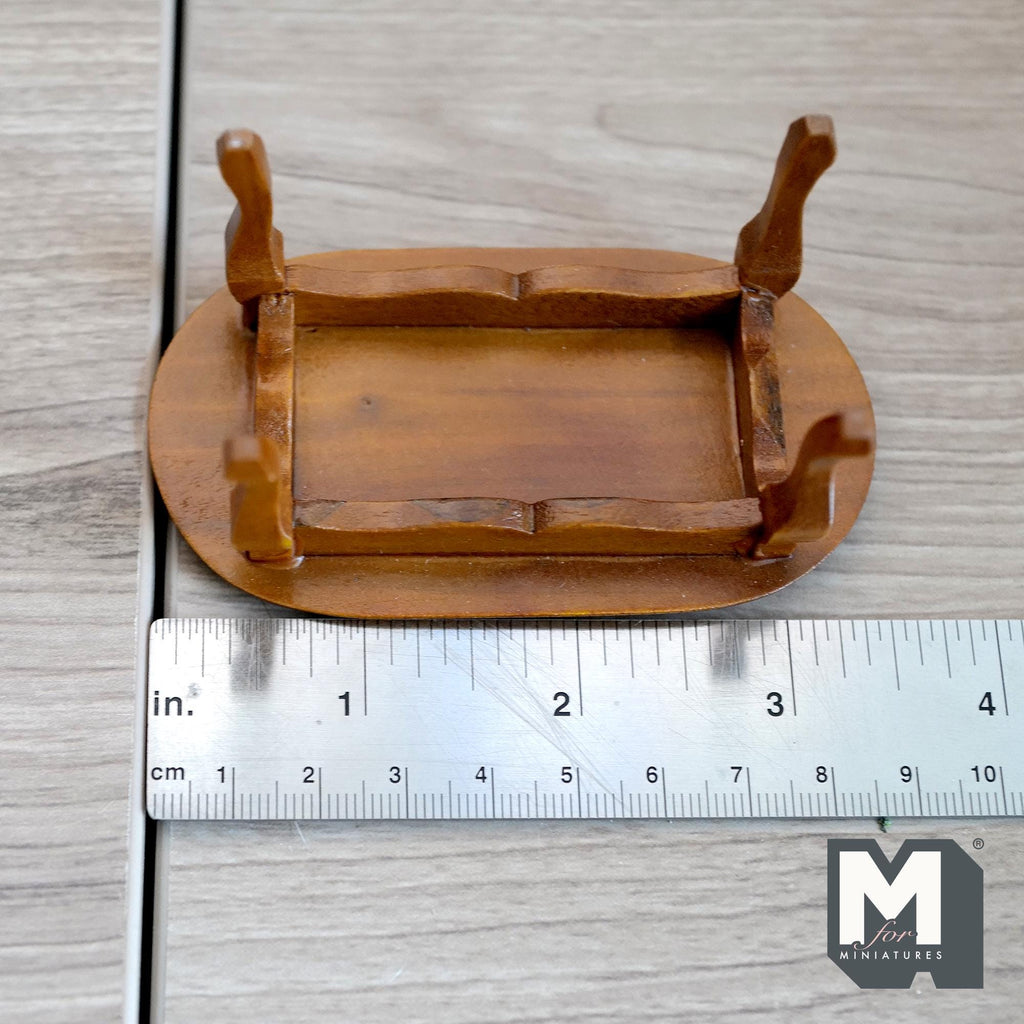 Miniature Oval Coffee Table Stained 1:12 Scale Dollhouse Furniture 1-9/16 inch tall - K019